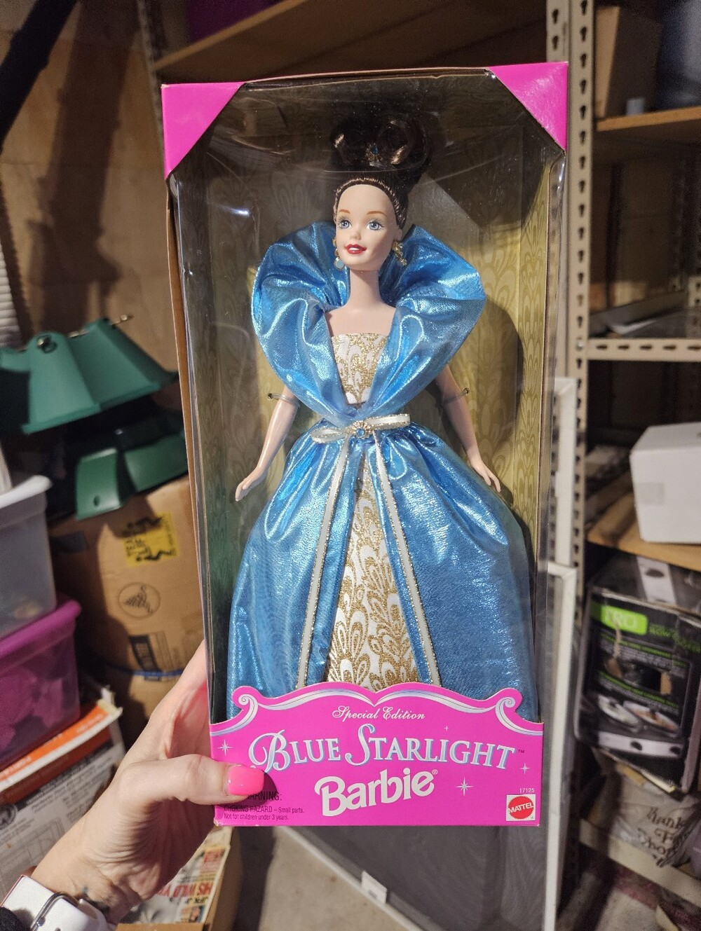 Barbie Blue Starlight Metallic Blue and Gold Gown